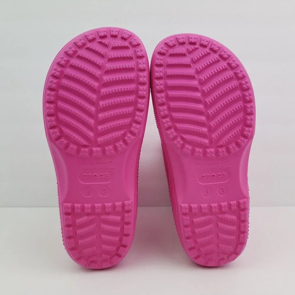Crocs Classic Boot Girls Size 3Y Pink Pull On Comfort Boots Shoes 208544-6UB